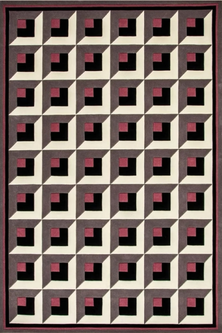 Ruby Gridlock Hand Tufted Rug