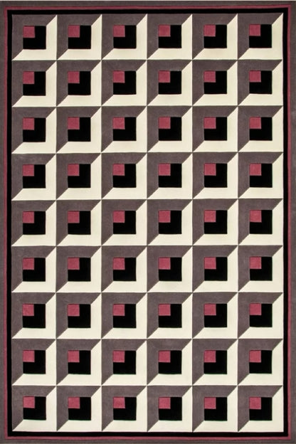 Ruby Gridlock Hand Tufted Rug