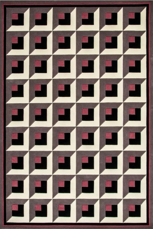 Ruby Gridlock Hand Tufted Rug